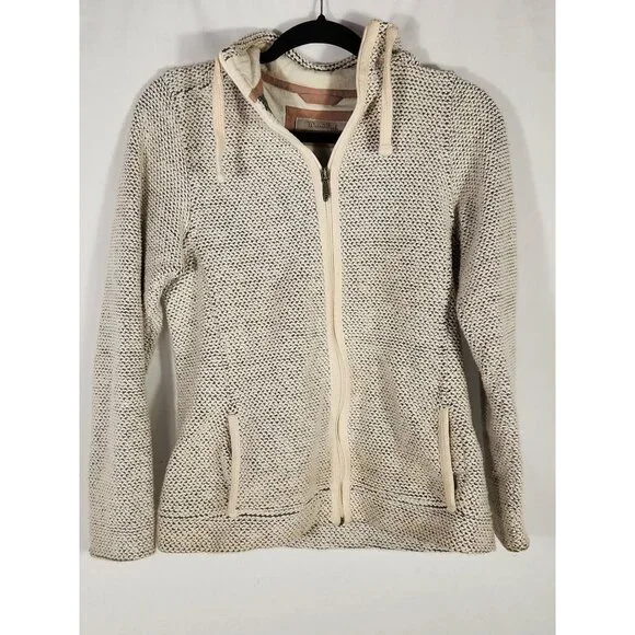 Weird Fish Womens Jacket Macaroni Knit Cream/Gray Athletic Old Money Preppy S - Picture 1 of 8